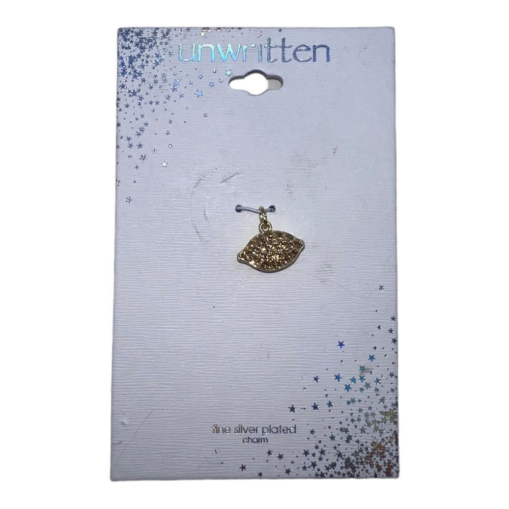 Unwritten Fine Silver Plated Crystal Lemon Charm Yellow Enamel NWT